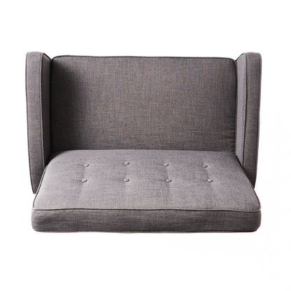 Roomfitters Button-Tufted Upholstered Loveseat with Comfortable Cushions for Living Room or Bedroom, Grey