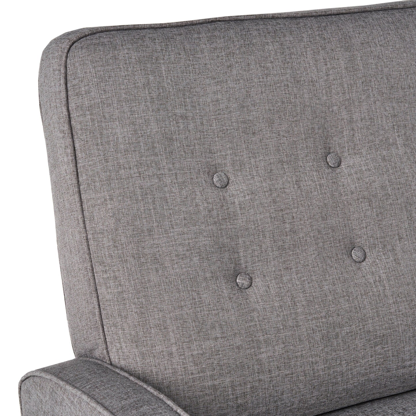 Roomfitters Button-Tufted Upholstered Loveseat with Comfortable Cushions for Living Room or Bedroom, Grey
