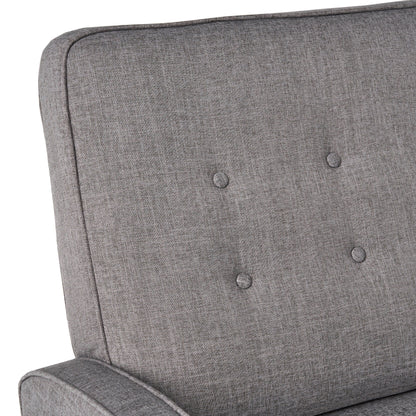 Roomfitters Button-Tufted Upholstered Loveseat with Comfortable Cushions for Living Room or Bedroom, Grey