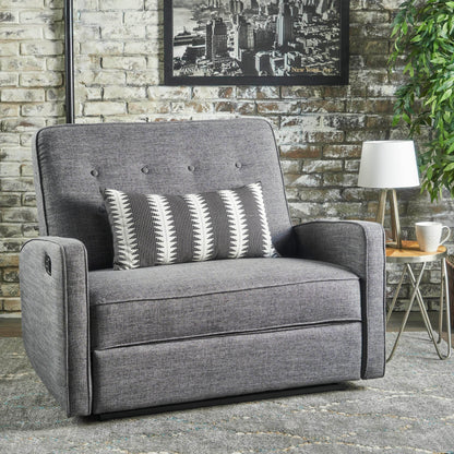 Roomfitters Button-Tufted Upholstered Loveseat with Comfortable Cushions for Living Room or Bedroom, Grey