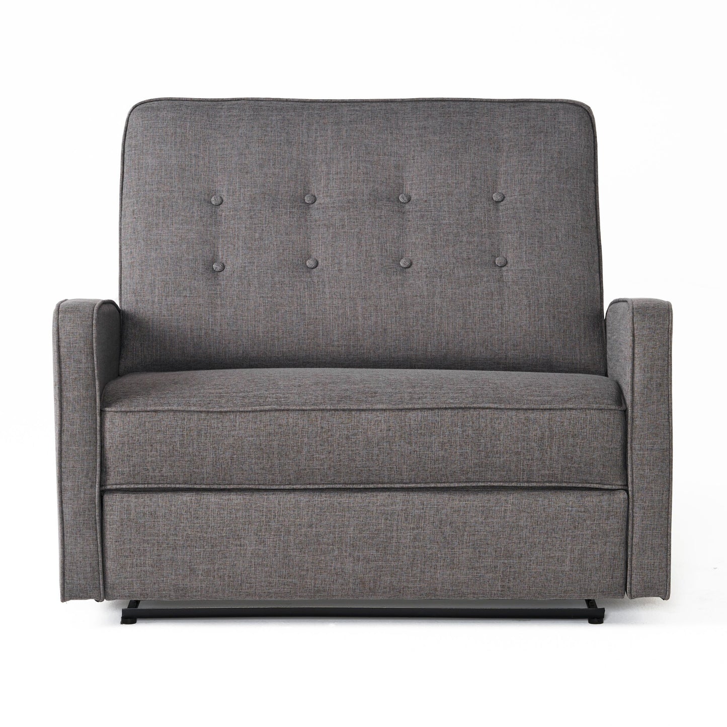 Roomfitters Button-Tufted Upholstered Loveseat with Comfortable Cushions for Living Room or Bedroom, Grey