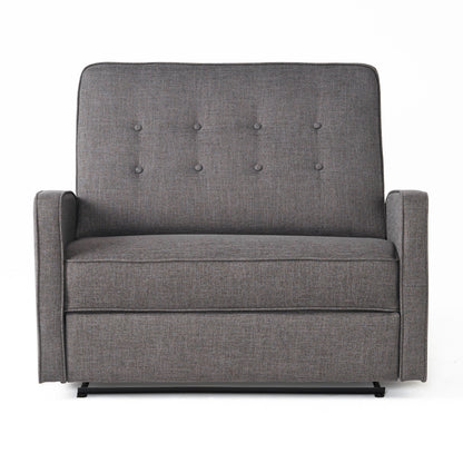 Roomfitters Button-Tufted Upholstered Loveseat with Comfortable Cushions for Living Room or Bedroom, Grey