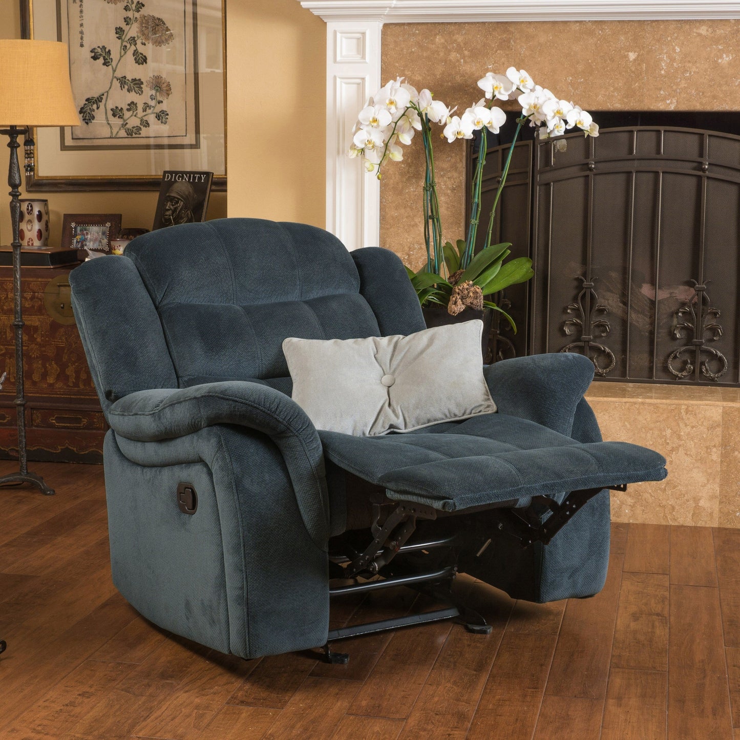 Roomfitters Classic Design, Brown Plush Fabric, Glider Recliner