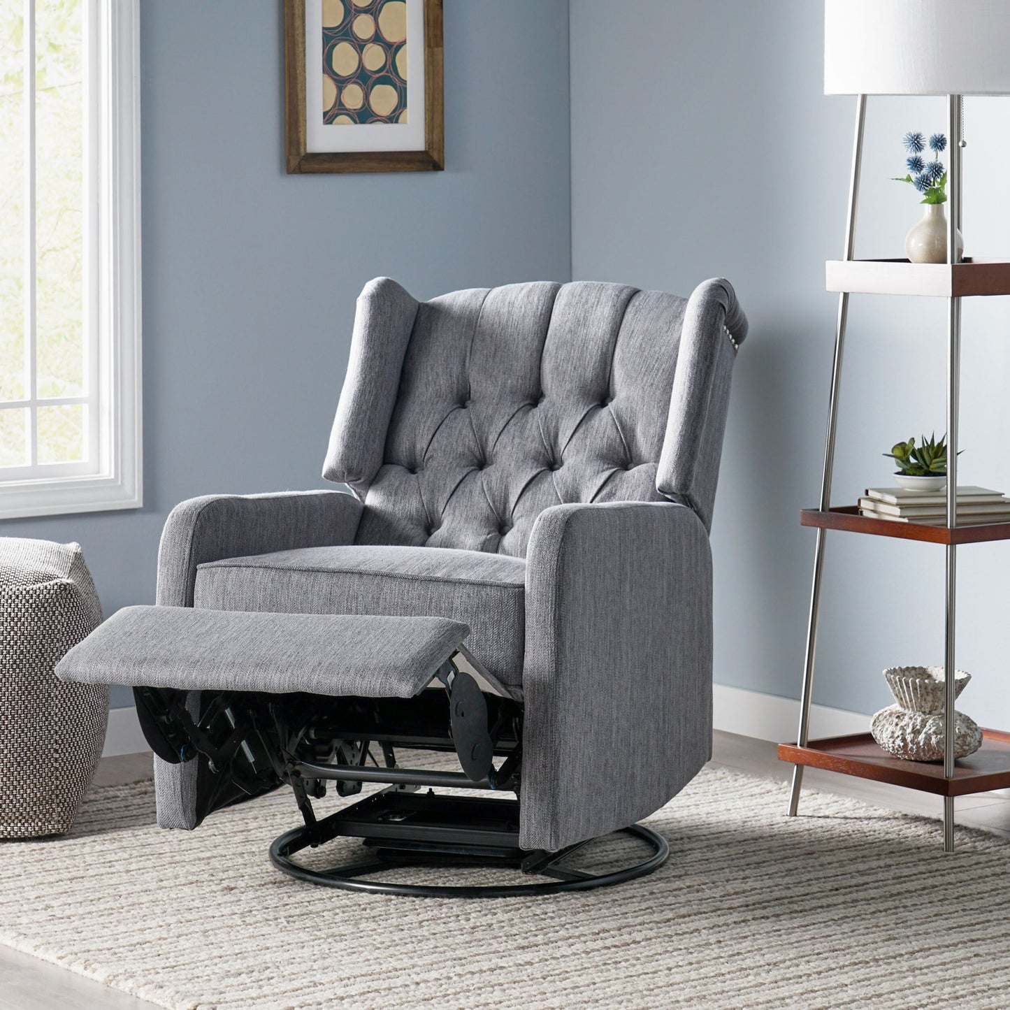Roomfitters Classic Design, Manual Recliner Chair with 360-Degree Swivel, Relaxing Lounge Chair for Living Room