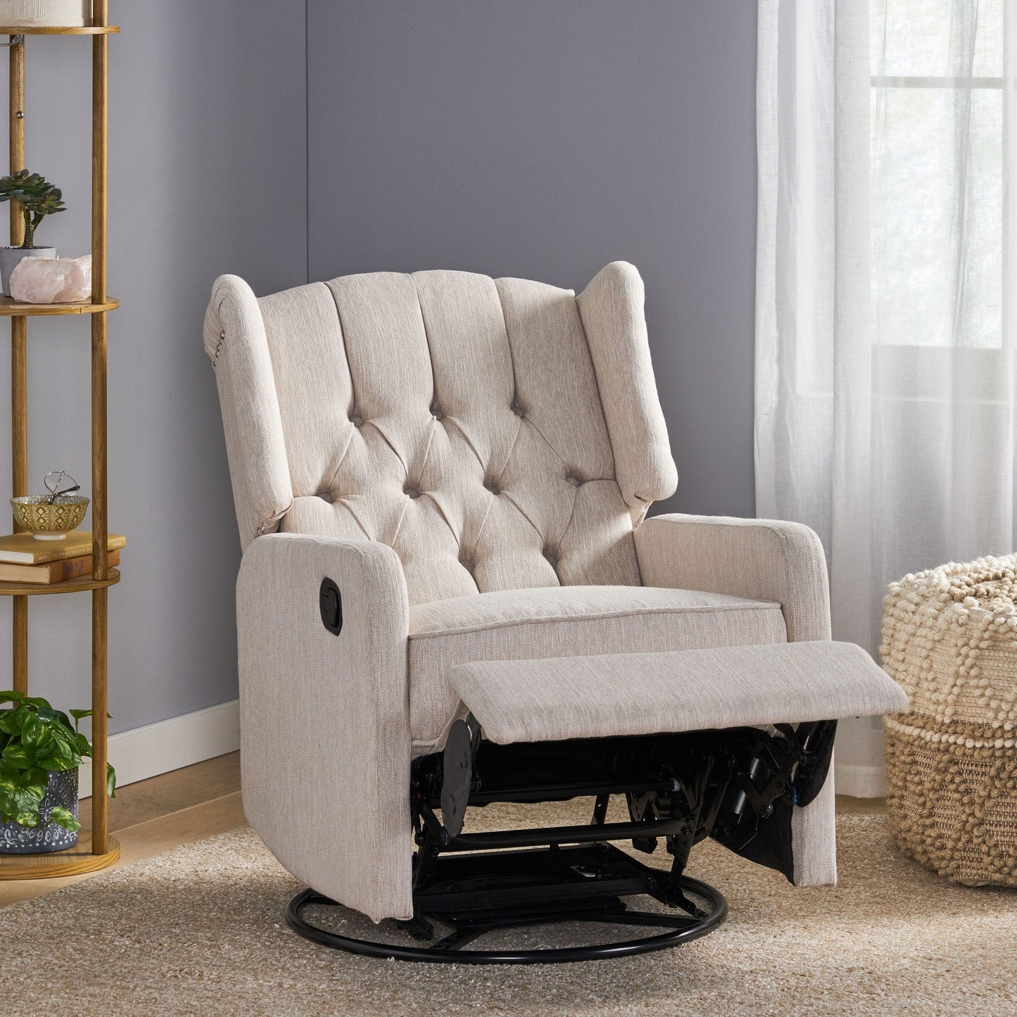 Roomfitters Classic Design, Manual Recliner Chair with 360-Degree Swivel, Relaxing Lounge Chair for Living Room