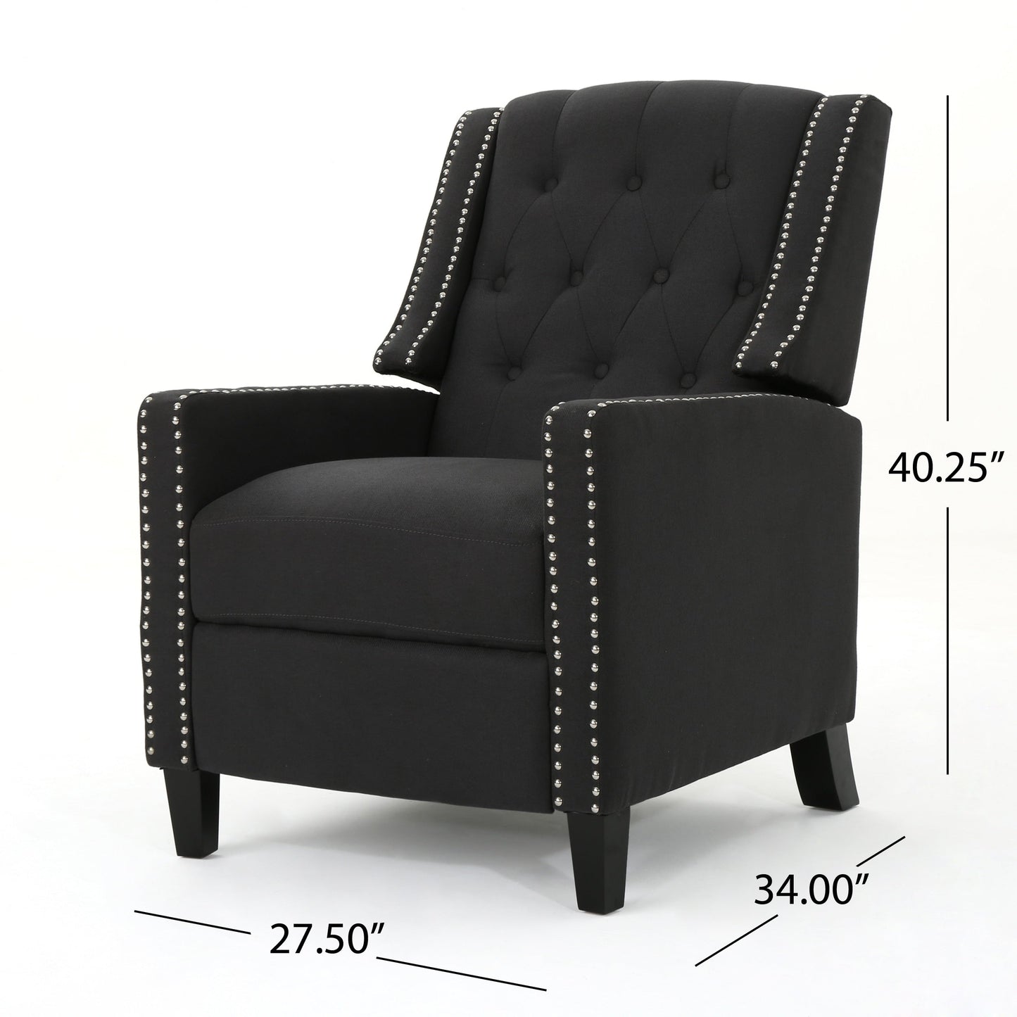 Roomfitters Classic Fabric Push Back Chair, Elegant Recliner for Living Room, Bedroom