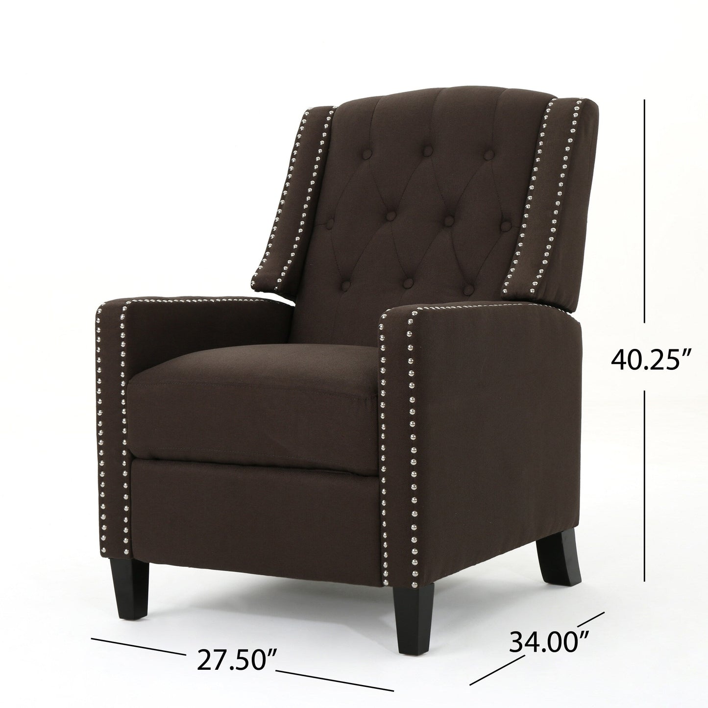 Roomfitters Classic Fabric Push Back Chair, Elegant Recliner for Living Room, Bedroom