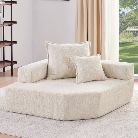 Roomfitters Corner Frame for Modular U Shaped Sofa, Boucle Upholstered Foam-Filled Floor Couch, Beige