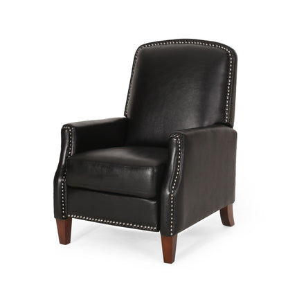 Roomfitters Dark Brown PU Leather Recliner Chair with Rivets, Comfortable Recliner for Living Room