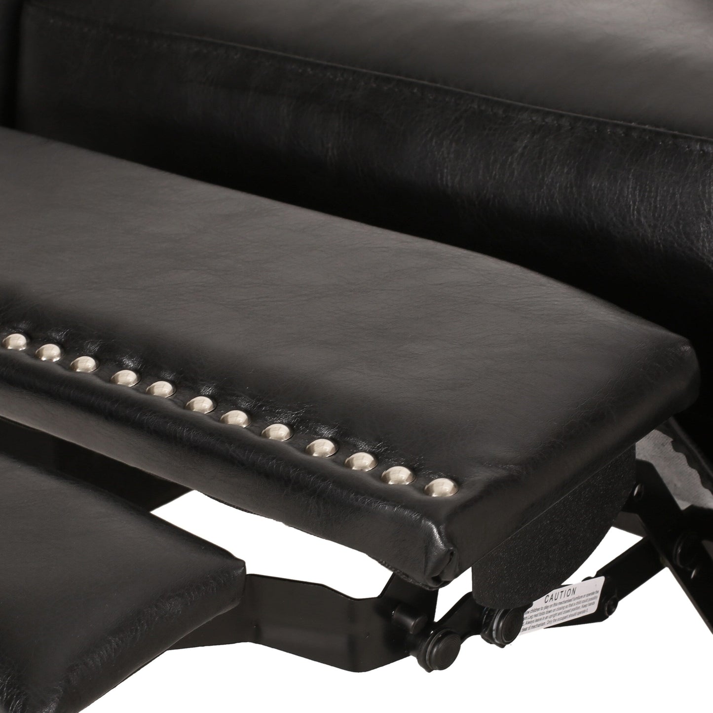 Roomfitters Dark Brown PU Leather Recliner Chair with Rivets, Comfortable Recliner for Living Room