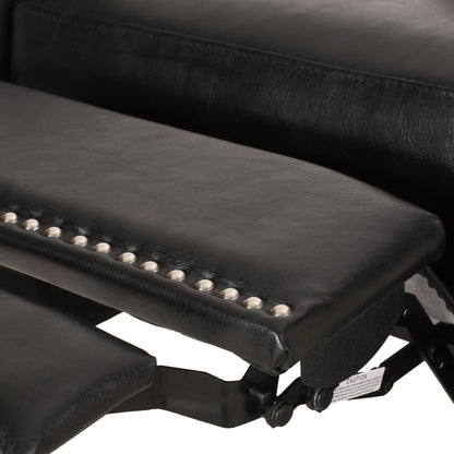 Roomfitters Dark Brown PU Leather Recliner Chair with Rivets, Comfortable Recliner for Living Room