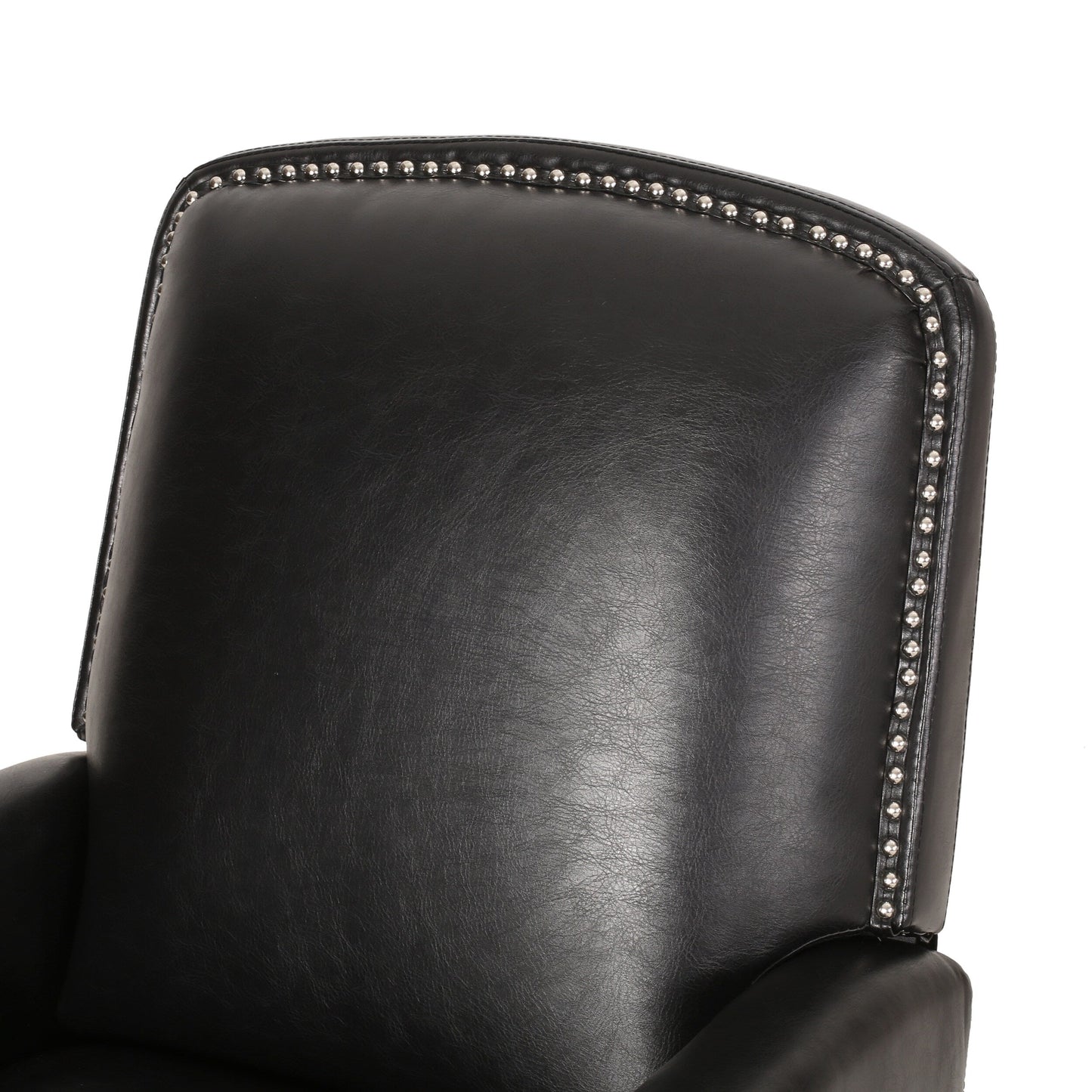 Roomfitters Dark Brown PU Leather Recliner Chair with Rivets, Comfortable Recliner for Living Room