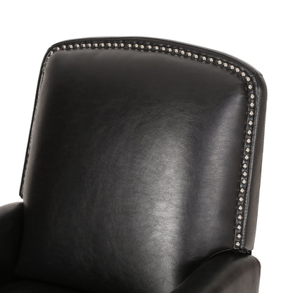 Roomfitters Dark Brown PU Leather Recliner Chair with Rivets, Comfortable Recliner for Living Room