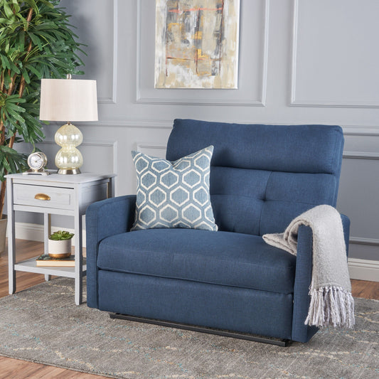 Roomfitters Double Recliner Loveseat with Tufted Backrest and Pillow Top Arms, Faux Leather Push-Back Sofa Chair