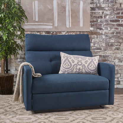 Roomfitters Double Recliner Loveseat with Tufted Backrest and Pillow Top Arms, Faux Leather Push-Back Sofa Chair