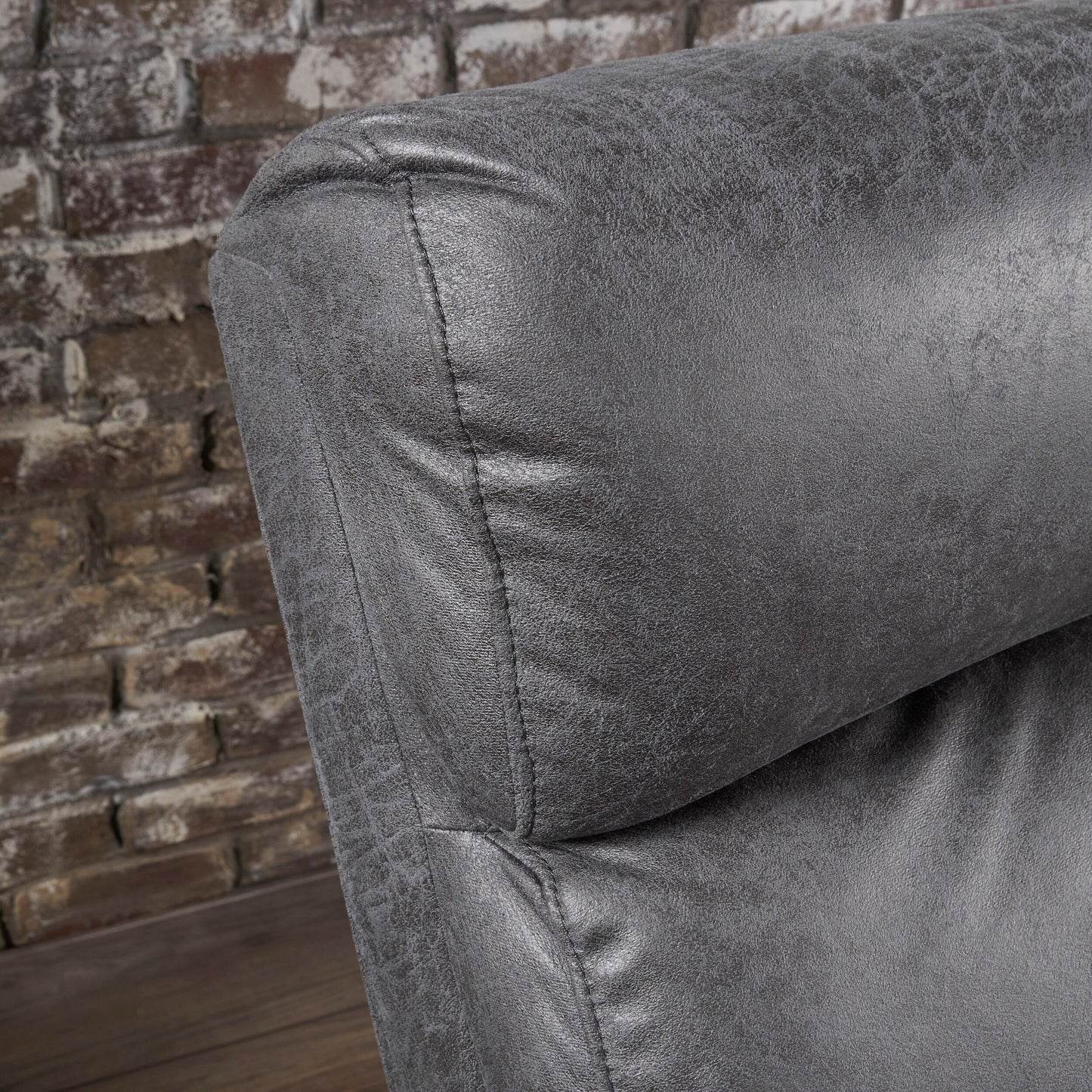 Roomfitters Double Recliner Loveseat with Tufted Backrest and Pillow Top Arms, Faux Leather Push-Back Sofa Chair