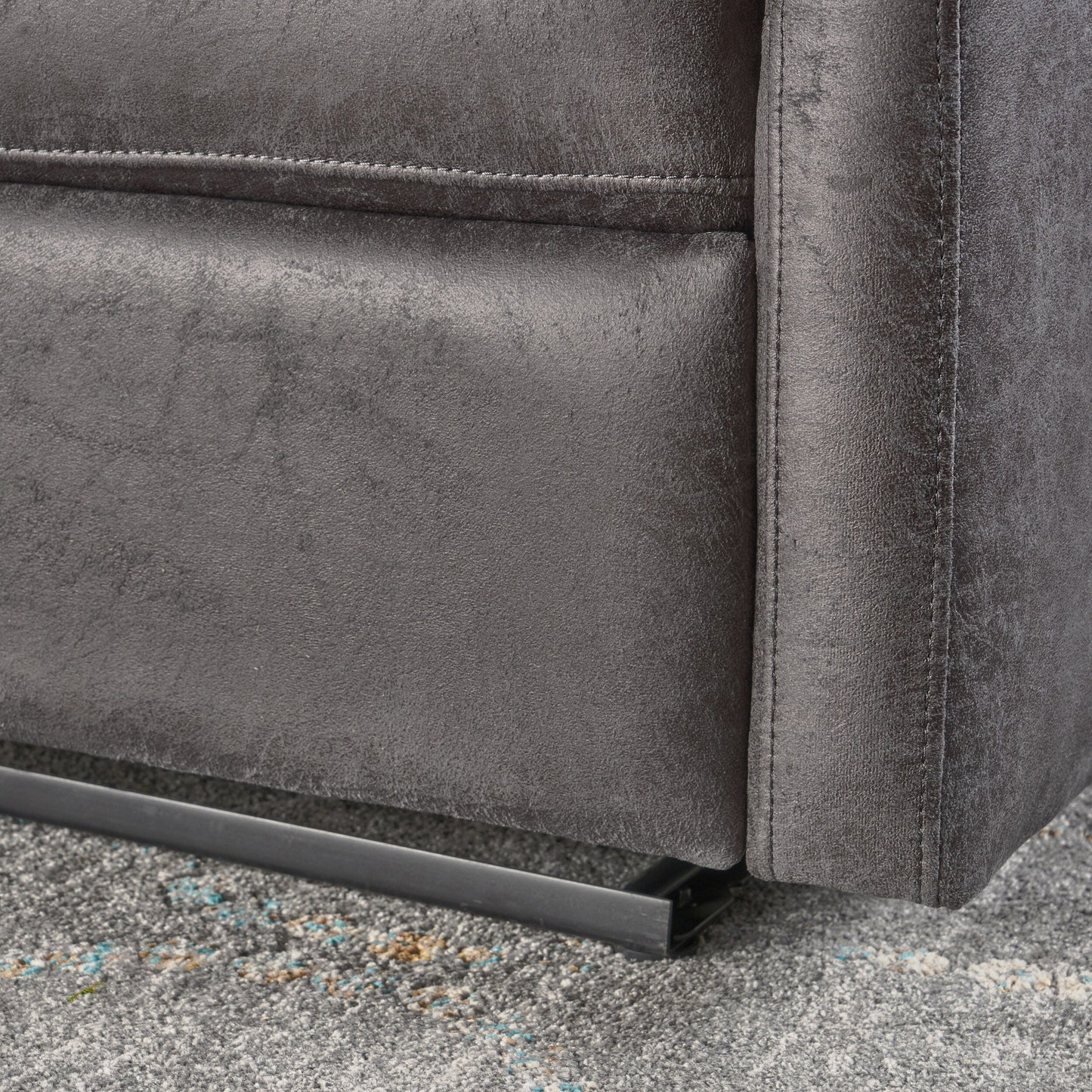 Roomfitters Double Recliner Loveseat with Tufted Backrest and Pillow Top Arms, Faux Leather Push-Back Sofa Chair