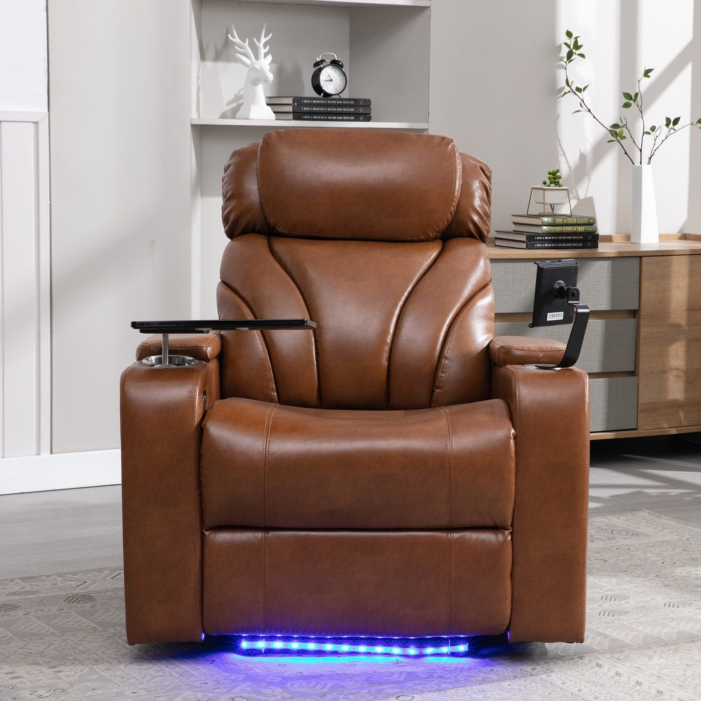 Roomfitters Electric Power Motion Recliner with USB Port, Hidden Arm Storage, Cup Holder, and Bluetooth Speaker