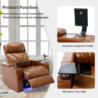 Roomfitters Electric Power Motion Recliner with USB Port, Hidden Arm Storage, Cup Holder, and Bluetooth Speaker