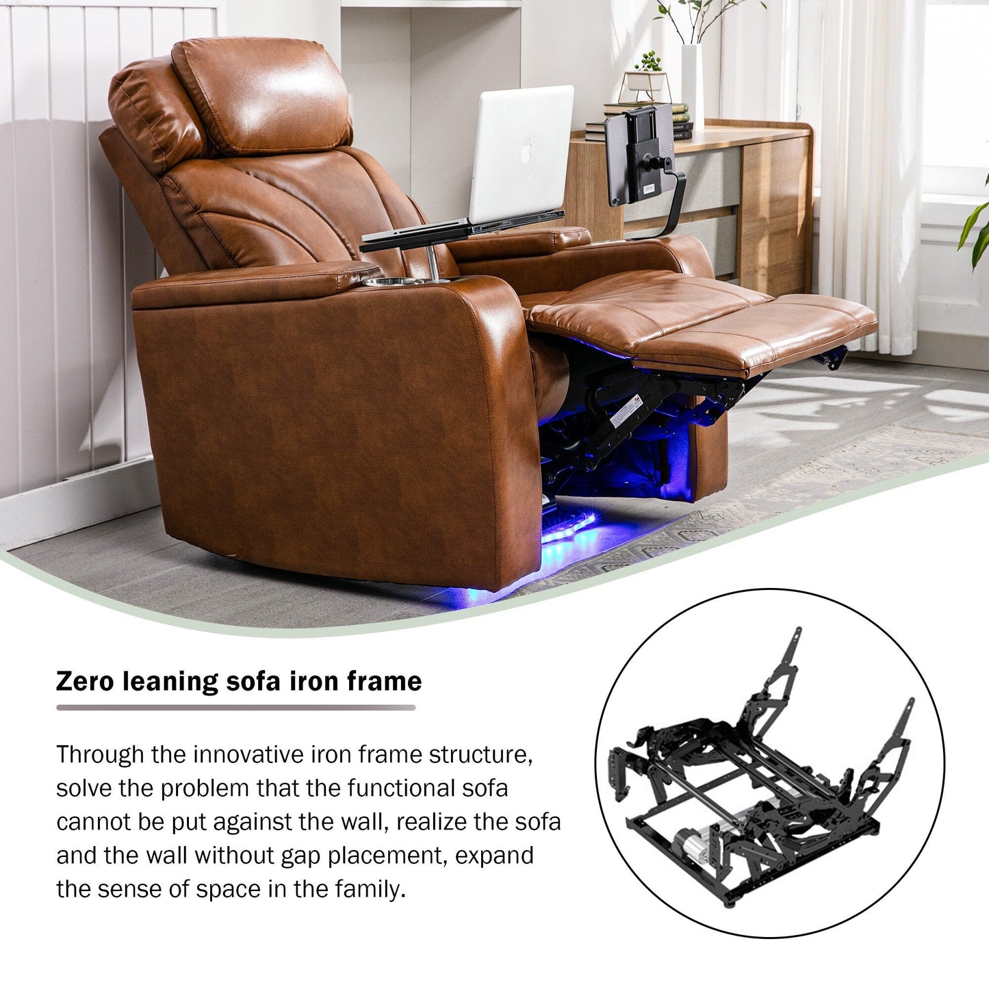 Roomfitters Electric Power Motion Recliner with USB Port, Hidden Arm Storage, Cup Holder, and Bluetooth Speaker
