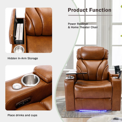 Roomfitters Electric Power Motion Recliner with USB Port, Hidden Arm Storage, Cup Holder, and Bluetooth Speaker