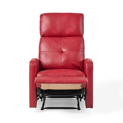 Roomfitters Elegant Contemporary PU Leather Recliner, Stylish Recliner Chair for Living Room or Bedroom, Red