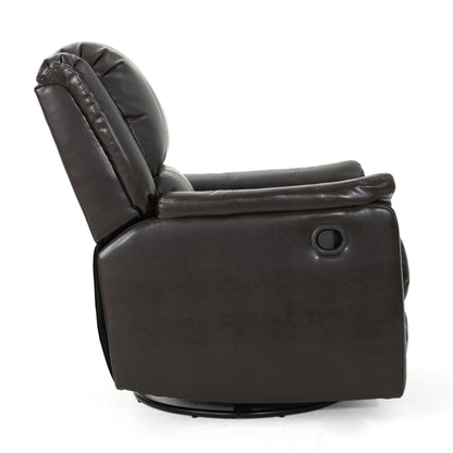 Roomfitters Fabric Glider Recliner with Swivel, Manual Reclining Chair
