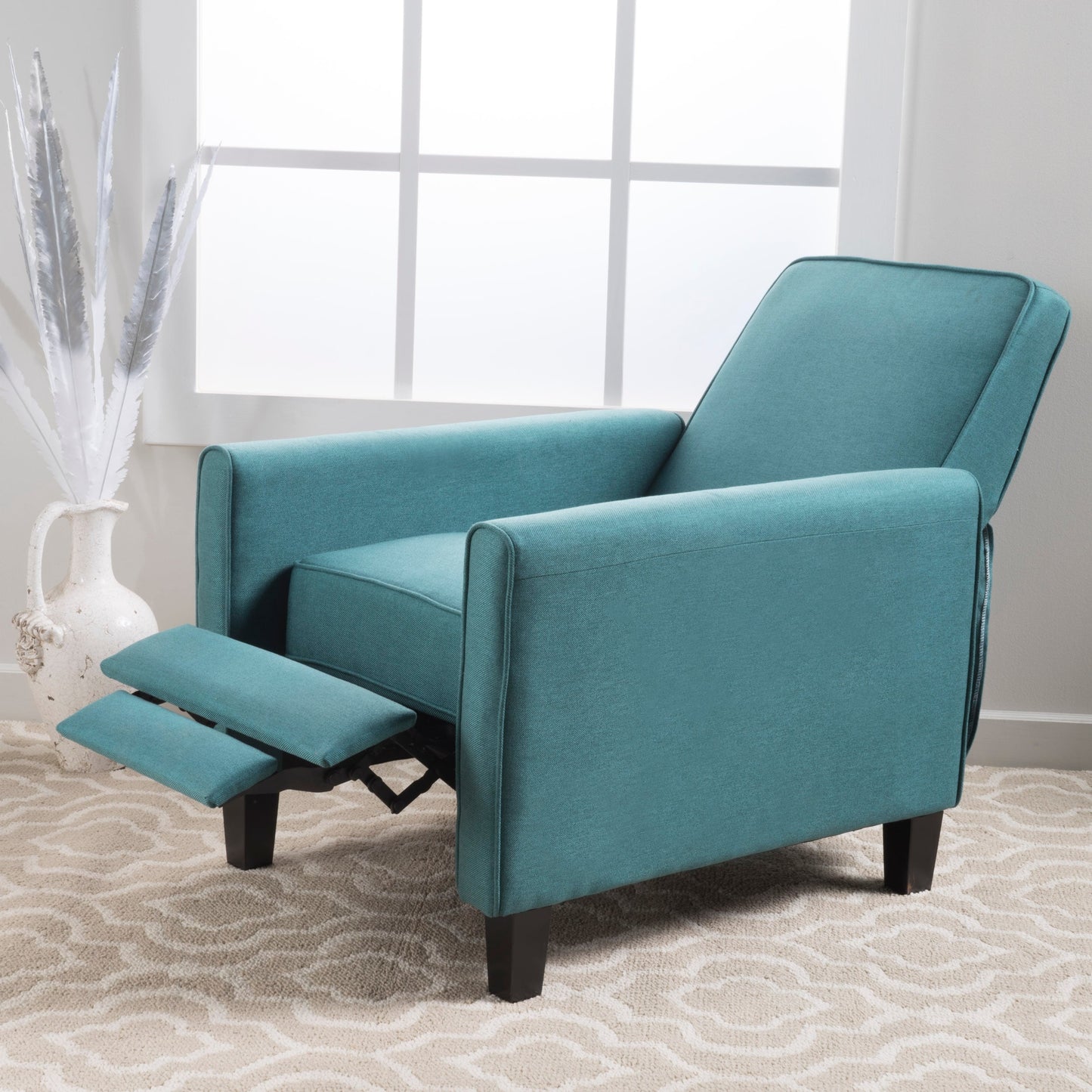 Roomfitters Fabric Push Back Chair for Elegant Home Decor, Navy Blue