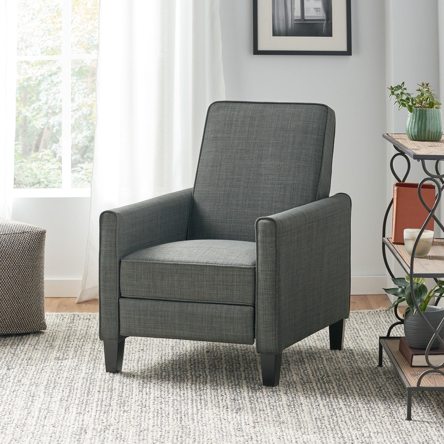 Roomfitters Fabric Push Back Chair for Elegant Home Decor, Navy Blue