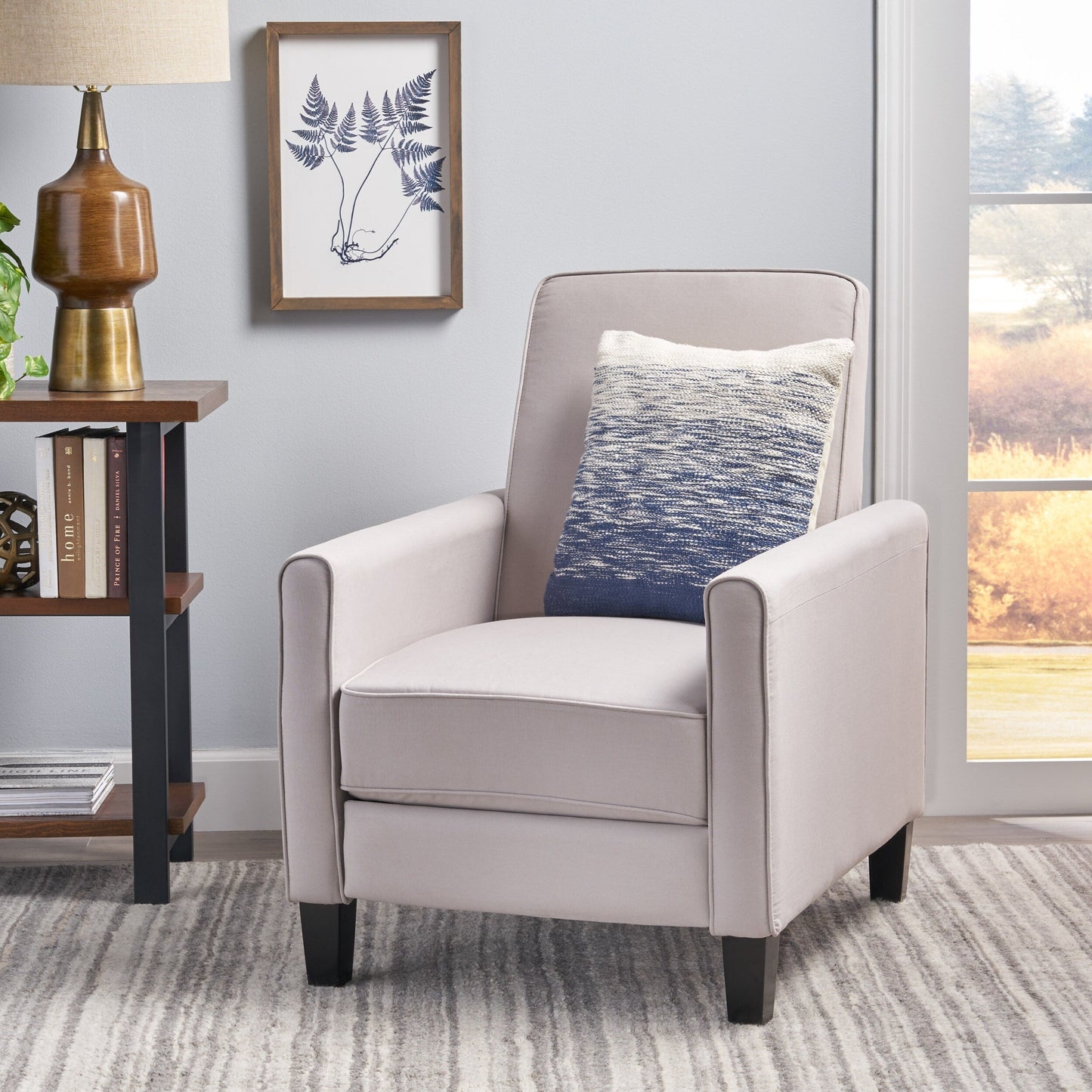 Roomfitters Fabric Push Back Chair for Elegant Home Decor, Navy Blue