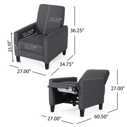 Roomfitters Fabric Push Back Chair for Elegant Home Decor, Navy Blue
