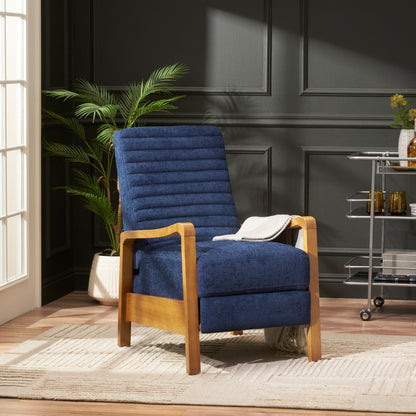 Roomfitters Fabric Wood Hand Manual Club Recliner, Comfortable Recliner for Living Room, Navy Blue