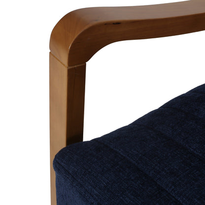 Roomfitters Fabric Wood Hand Manual Club Recliner, Comfortable Recliner for Living Room, Navy Blue
