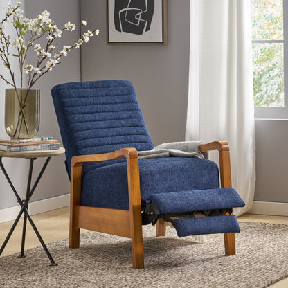 Roomfitters Fabric Wood Hand Manual Club Recliner, Comfortable Recliner for Living Room, Navy Blue