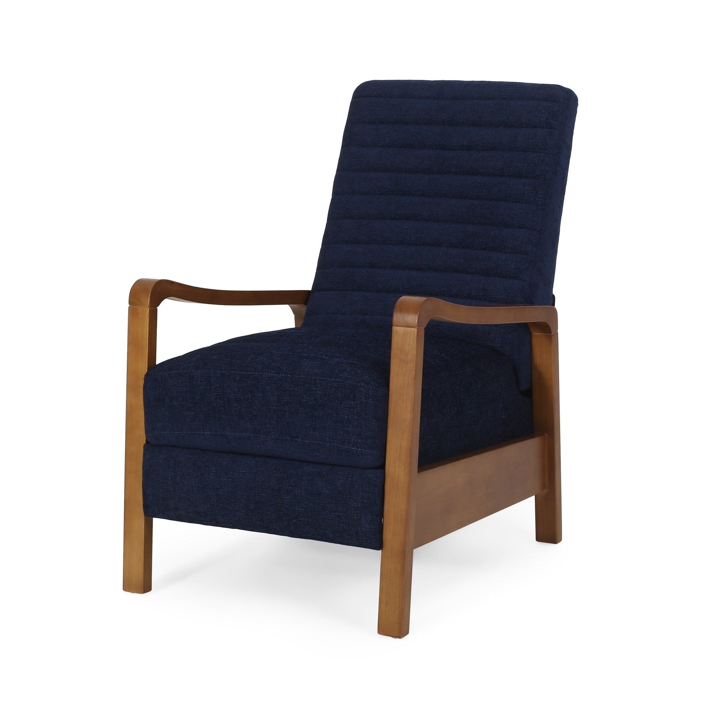 Roomfitters Fabric Wood Hand Manual Club Recliner, Comfortable Recliner for Living Room, Navy Blue