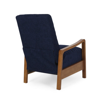 Roomfitters Fabric Wood Hand Manual Club Recliner, Comfortable Recliner for Living Room, Navy Blue