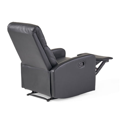 Roomfitters Faux Leather Manual Standard Recliner with Smooth Reclining Mechanism, Comfortable Cushions, Classic Design, Black