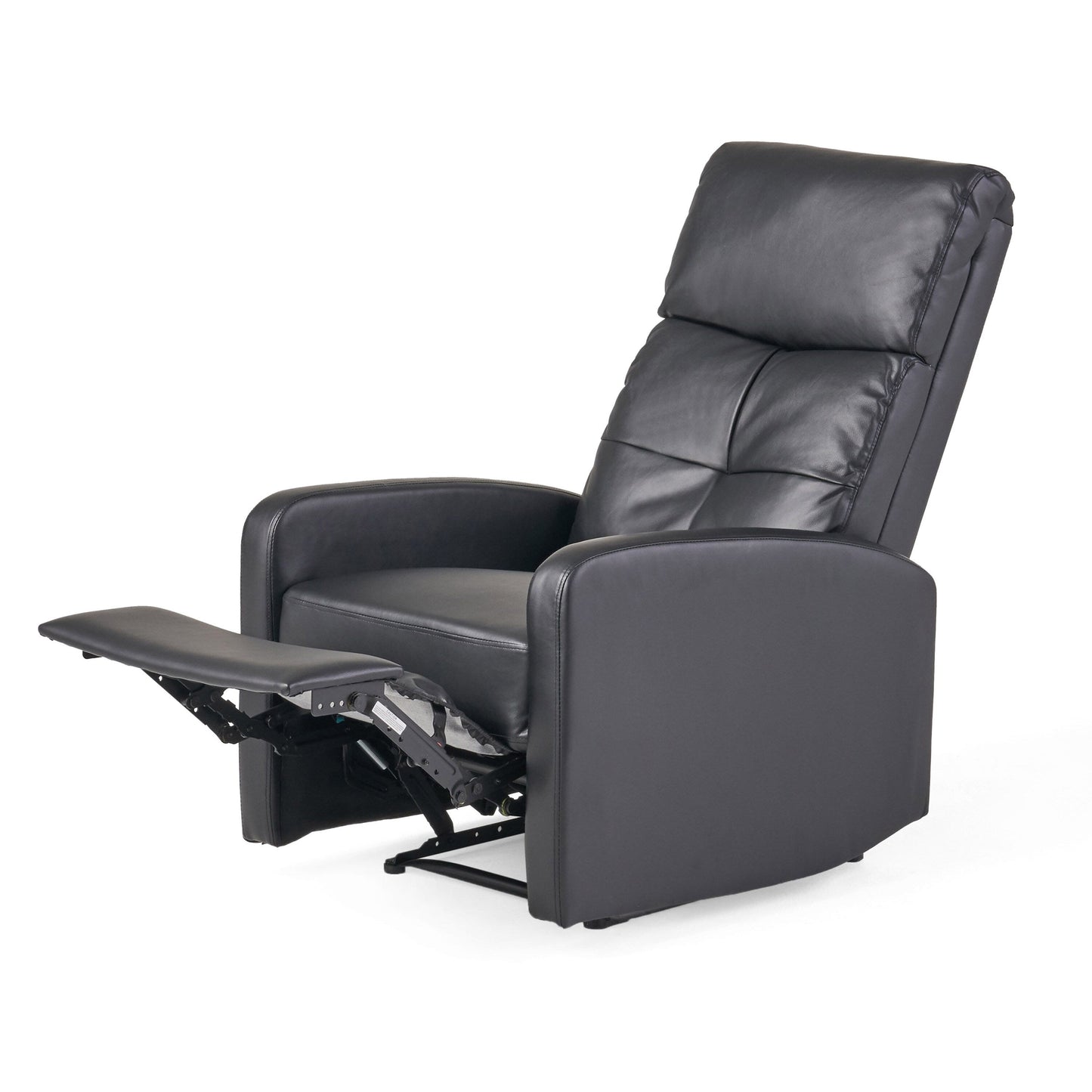 Roomfitters Faux Leather Manual Standard Recliner with Smooth Reclining Mechanism, Comfortable Cushions, Classic Design, Black