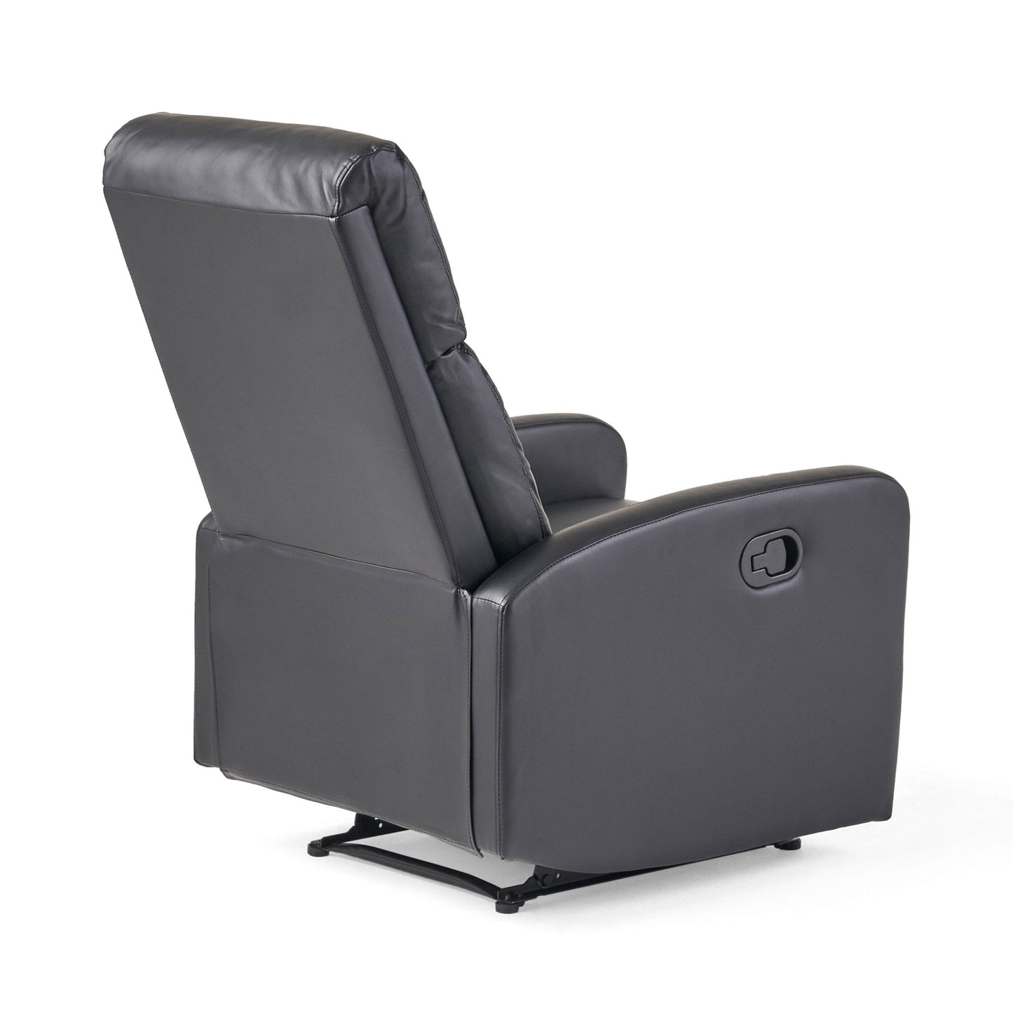 Roomfitters Faux Leather Manual Standard Recliner with Smooth Reclining Mechanism, Comfortable Cushions, Classic Design, Black