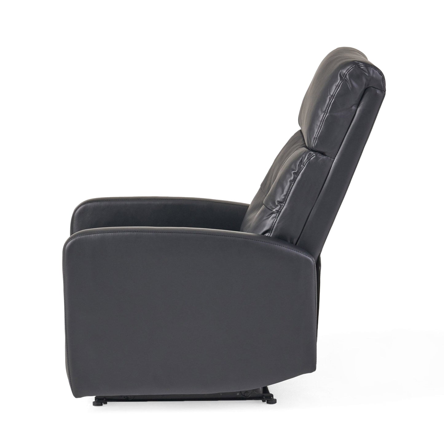 Roomfitters Faux Leather Manual Standard Recliner with Smooth Reclining Mechanism, Comfortable Cushions, Classic Design, Black