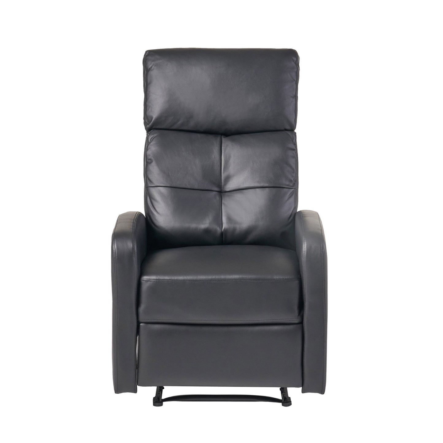 Roomfitters Faux Leather Manual Standard Recliner with Smooth Reclining Mechanism, Comfortable Cushions, Classic Design, Black