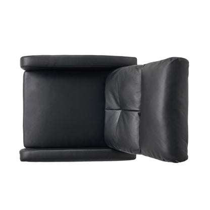 Roomfitters Faux Leather Manual Standard Recliner with Smooth Reclining Mechanism, Comfortable Cushions, Classic Design, Black