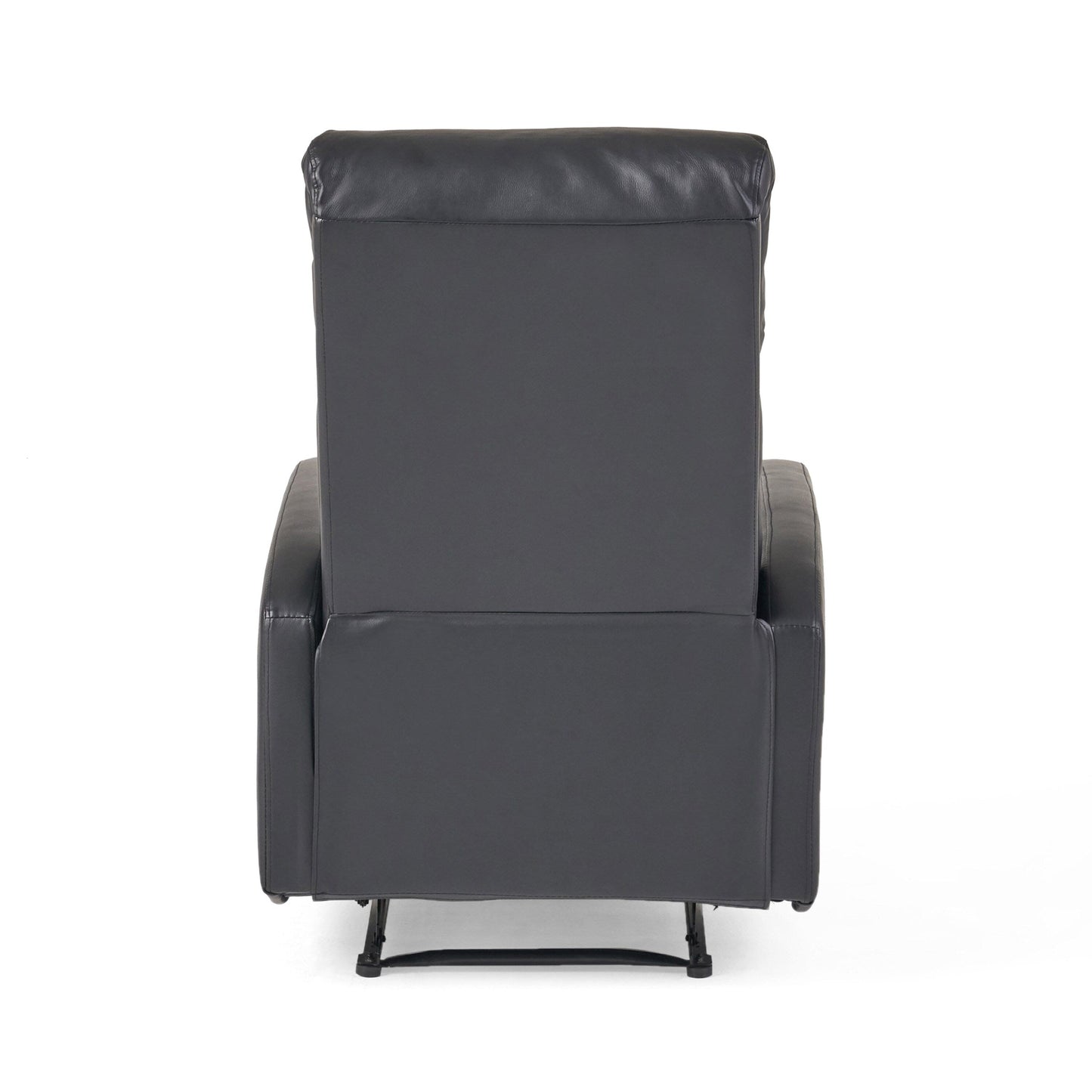 Roomfitters Faux Leather Manual Standard Recliner with Smooth Reclining Mechanism, Comfortable Cushions, Classic Design, Black