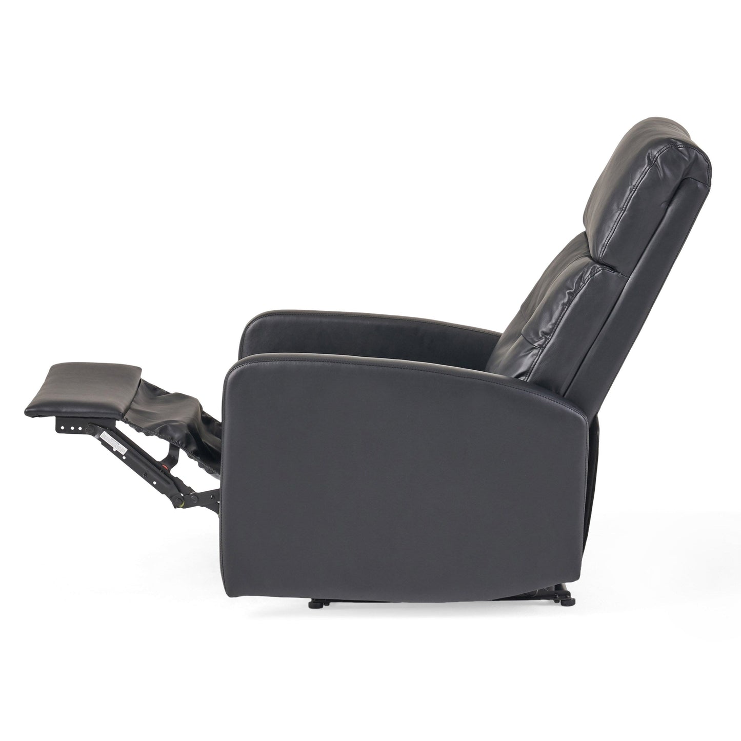 Roomfitters Faux Leather Manual Standard Recliner with Smooth Reclining Mechanism, Comfortable Cushions, Classic Design, Black