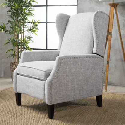 Roomfitters Floral Push-Back Recliner Chair with Wingback Design, Tapered Wood Legs