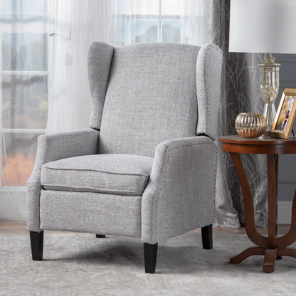 Roomfitters Floral Push-Back Recliner Chair with Wingback Design, Tapered Wood Legs