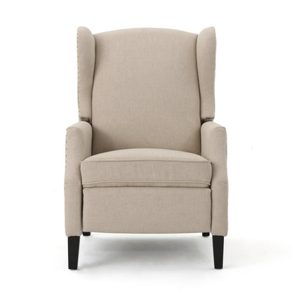 Roomfitters Floral Push-Back Recliner Chair with Wingback Design, Tapered Wood Legs