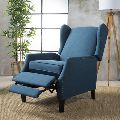 Roomfitters Floral Push-Back Recliner Chair with Wingback Design, Tapered Wood Legs