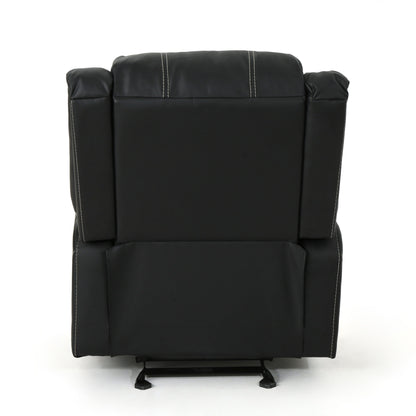 Roomfitters Glider Recliner with Steel Cup Holders, Comfortable Recliner for Living Room, Bedroom, Black