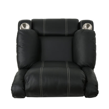 Roomfitters Glider Recliner with Steel Cup Holders, Comfortable Recliner for Living Room, Bedroom, Black